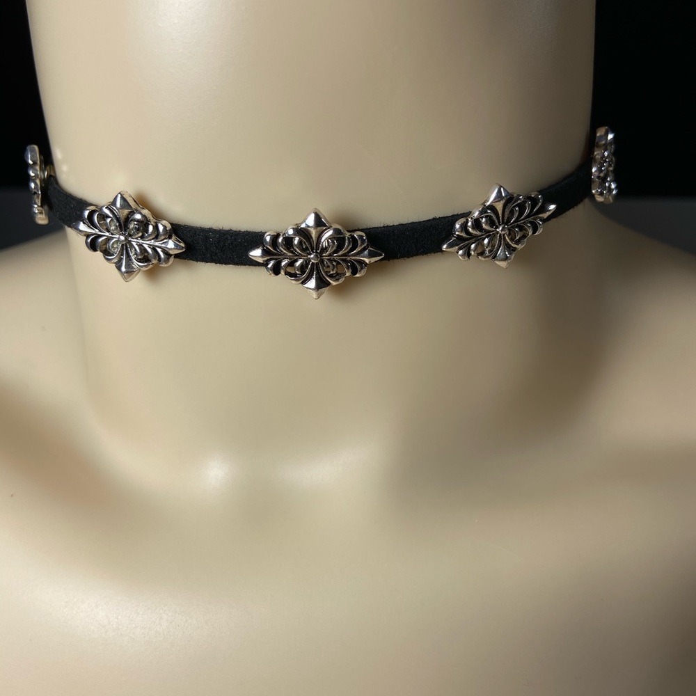 Silver and Black Choker Necklace